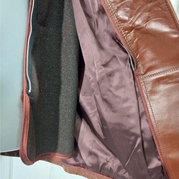 VINTAGE LONDON FOG! RICH PECAN BROWN GENUINE LEATHER ZIP OUT LINER COAT! SZ 42R - Picture 7 of 12